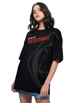 The Souled Store - Official Money Heist Black We Are Resistance Boyfriend T-shirt