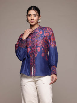 Ritu Kumar - Blue Zuri Printed Shirt