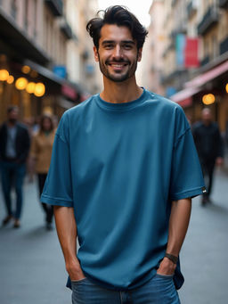 Bewakoof - Heavy Duty 1.0 Men's Morrocan Blue Oversized T-shirt