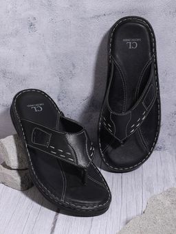 Carlton London - Self Design Black Sandals
