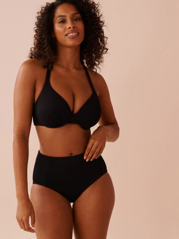 La Vie En Rose - Solid Ribbed D Cup Full Coverage Bikini Top