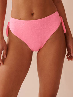 La Vie En Rose - Fizzy Pink Textured Side Tie Bikini Bottom