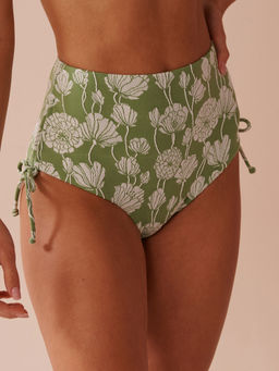 La Vie En Rose - Poppy Field Jacquard Side Tie High Waist Bikini Bottom