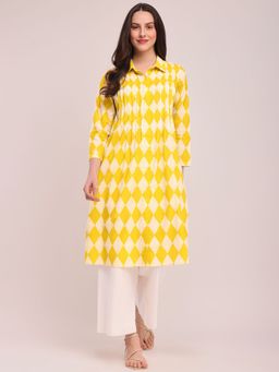 Pink Fort - Cotton Geometric Print Kurta & Pant (Set of 2)