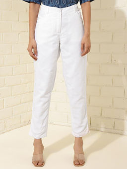 Fabindia - White Cotton Linen Pants
