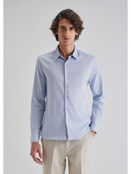 Banana Club - Blue Abstract Printed Cuff Shirt