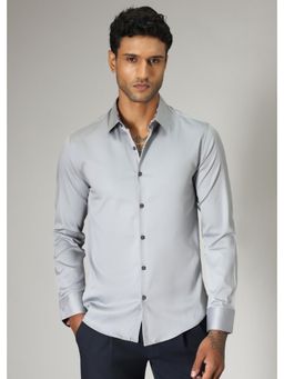 Banana Club - Grey Abstract Printed Cuff Shirt