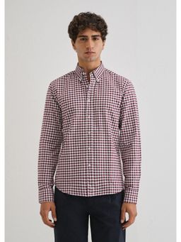 Banana Club - Maroon Gingham Check Cotton Oxford Shirt