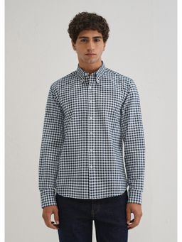 Banana Club - Navy Blue Gingham Check Cotton Oxford Shirt