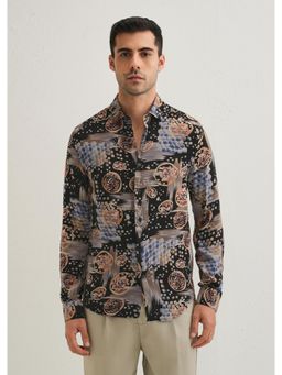 Banana Club - Noir Black Abstract Feather Shirt