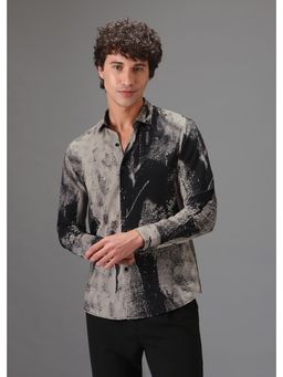 Banana Club - Beige Black Abstract Printed Shirt