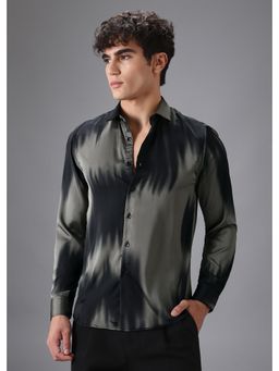 Banana Club - Greenish Black Abstract Printed Shirt