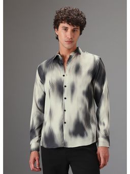 Banana Club - Off White Stripe Abstract Printed Shirt