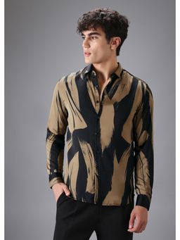 Banana Club - Gold Black Brush Abstract Printed Shirt