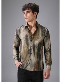 Banana Club - Dark Beige Abstract Printed Shirt