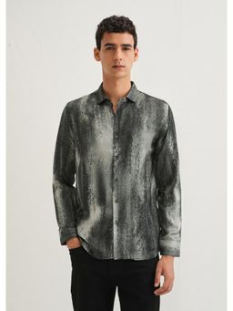 Banana Club - Greyish Green Abstract Printed Shirt