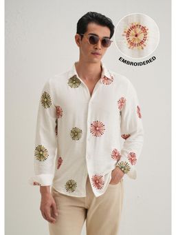 Banana Club - White Circular Embroidered Shirt