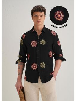 Banana Club - Black Circular Embroidered Shirt
