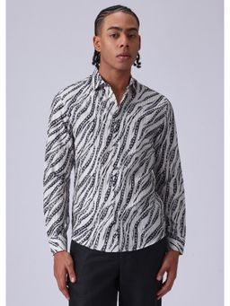 Banana Club - Geometric Fusion White Printed Shirt