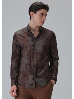 Banana Club - Paralleled Line Brown Printed Shirt