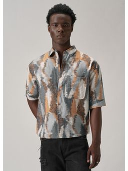 Banana Club - Orange Boxy Fit Abstract Printed Shirt
