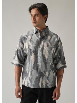 Banana Club - Grey Boxy Fit Abstract Printed Shirt