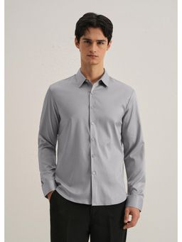 Banana Club - Cloud Grey Plain Stitchless Placket Shirt