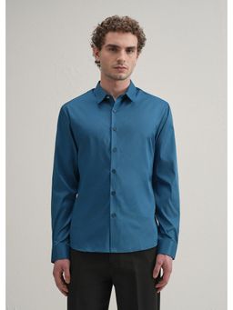 Banana Club - Teal Blue Plain Stitchless Placket Shirt