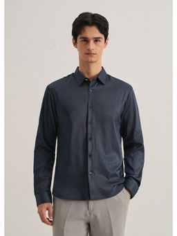 Banana Club - Navy Blue Plain Stitchless Placket Shirt