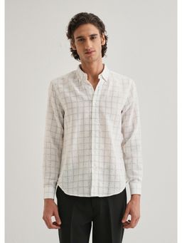 Banana Club - White Check Blended Linen Shirt