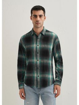 Banana Club - Dark Green Cotton Linen Check Shirt