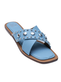 Dapper Feet - Crystal Criss Cross Flats-Sky Blue