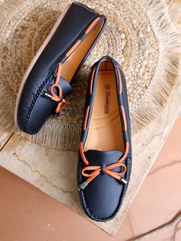 Shoetopia - Upper Bow Detailed Black Loafers For Girls