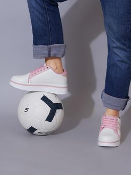 Shoetopia - Smart Casual Lace-up Trendy Pink Sneaker For Girls