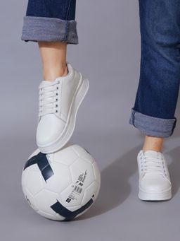 Shoetopia - Smart Casual Lace-up Trendy White Sneaker For Girls