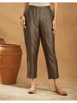 Fabindia - Brown Cotton Silk Ethnic Pant