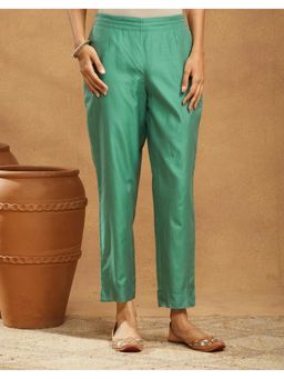 Fabindia - Green Cotton Silk Ethnic Pant