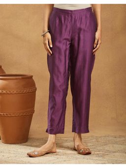 Fabindia - Purple Cotton Silk Ethnic Pant