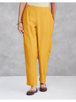 Fabindia - Mustard Viscose Silk Ethnic Pant