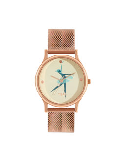 Teal by CHUMBAK - Rose Gold Ballerina Metal Mesh Strap Watch (M)