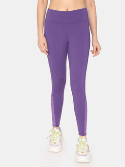 Zivame - Zelocity Mid Rise Quick Dry Leggings - Imperial Purple