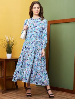 Globus - Women Multi-Color Printed Casual Round Neck Maxi Dress