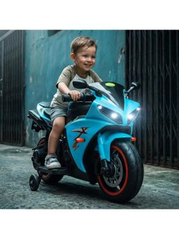 BAYBEE - Cyan Blue BAYBEE R7 Baby Electric Bike for Kids with LED Lights & Music (1-3 Years)