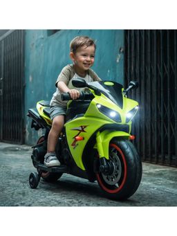 BAYBEE - Fluorescent Green BAYBEE R7 Baby Electric Bike for Kids with LED Lights & Music (1-3 Years)