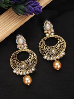 Anika's Creations - Sparkling American Diamond Kundan Peacock Danglers