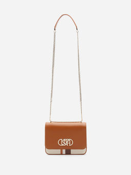 U.S. POLO ASSN. - Briella Tan Solid crossbody Handbag with Twist Closure
