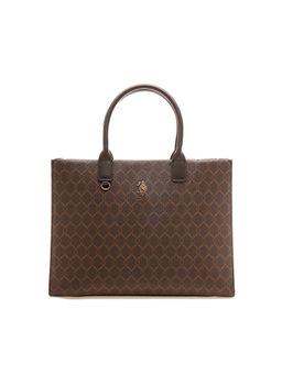 U.S. POLO ASSN. - Madison Brown Monogram Tote Handbag with dual Handles