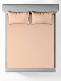 SANSAAR A D'DECOR BRAND LIVE CONSCIOUSLY - Celeste Almond Bedsheet with 2 Pillow Covers (King)