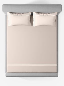SANSAAR A D'DECOR BRAND LIVE CONSCIOUSLY - Classico Pearled Beige Bedsheet with 2 Pillow Covers (King)