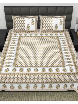 Bella Casa - Multi-Color Floral Cotton Bedsheet with 2 Pillow Covers (King)